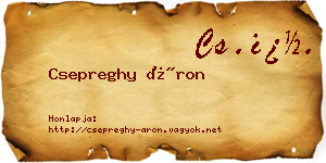 Csepreghy Áron névjegykártya